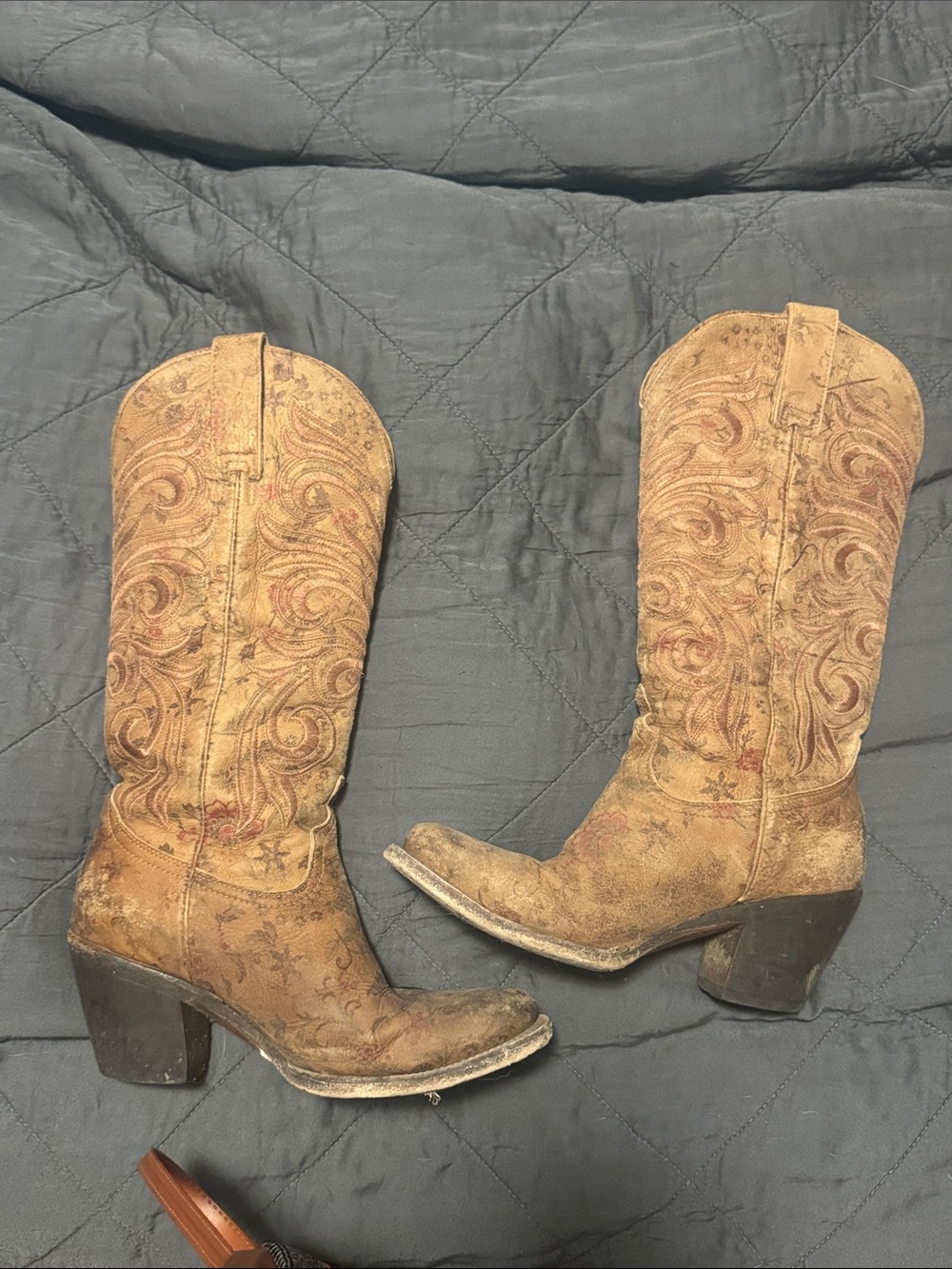 Lucchese Brown Embroidered Western Heeled Boots